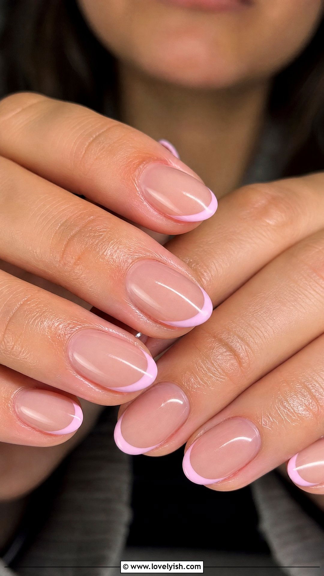 Soft Pink French Tip Short Almond Nails - 50 short almond nails - 50 short almond nails