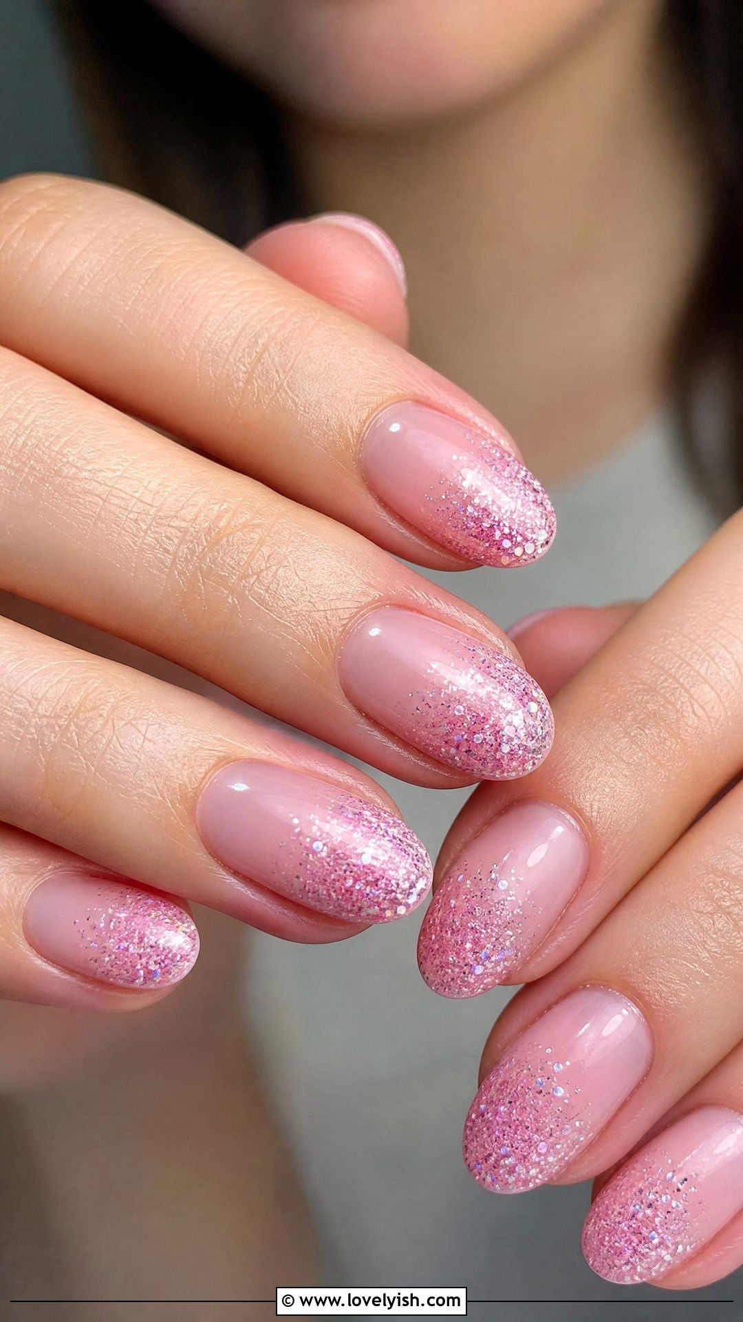 Soft Pink Glitter Ombre Nails - 50 sparkly nails - 50 sparkly nails