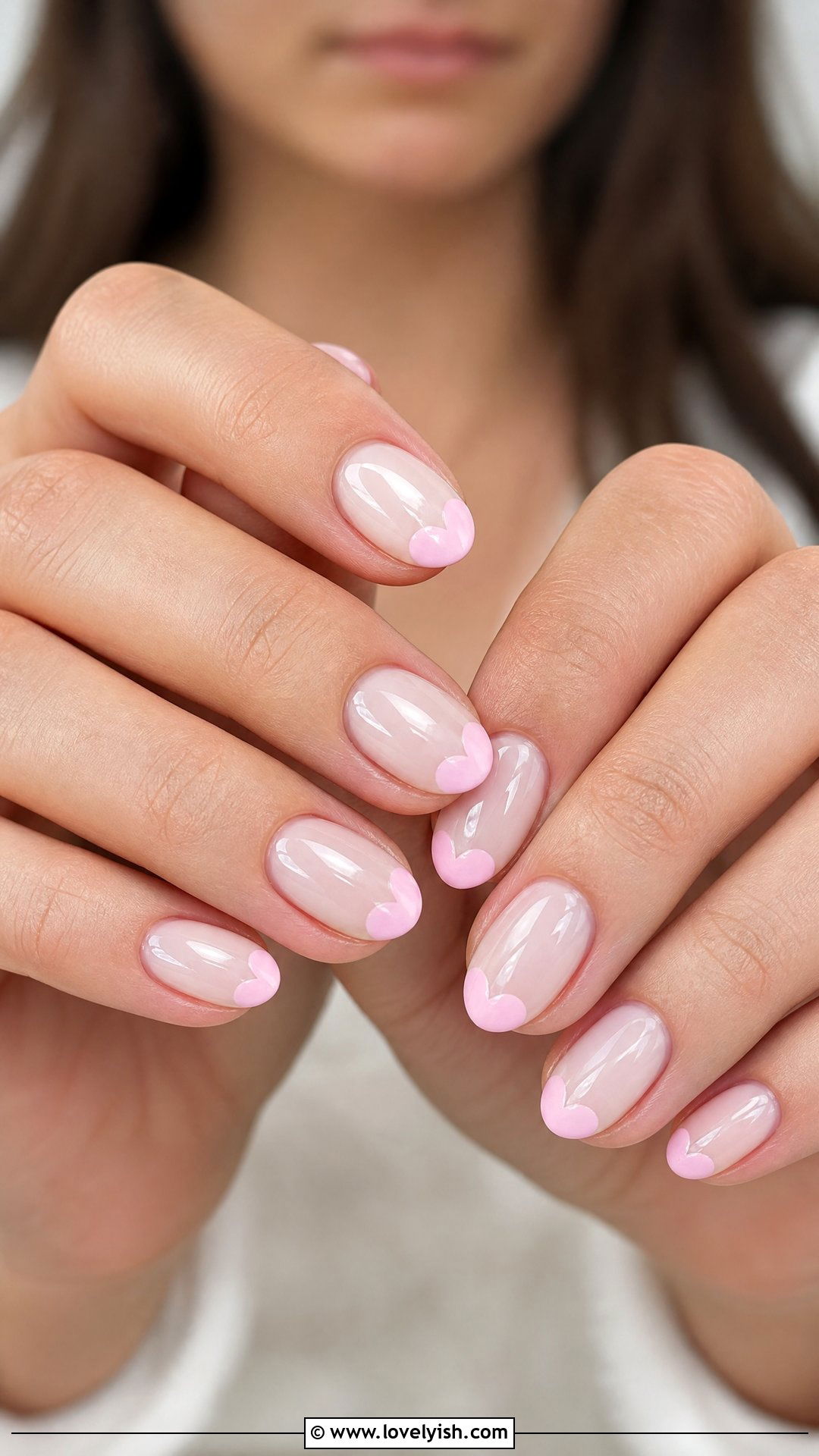 Soft Pink Hearts French Tips - 50 mothers day nail designs - 50 mothers day nail designs