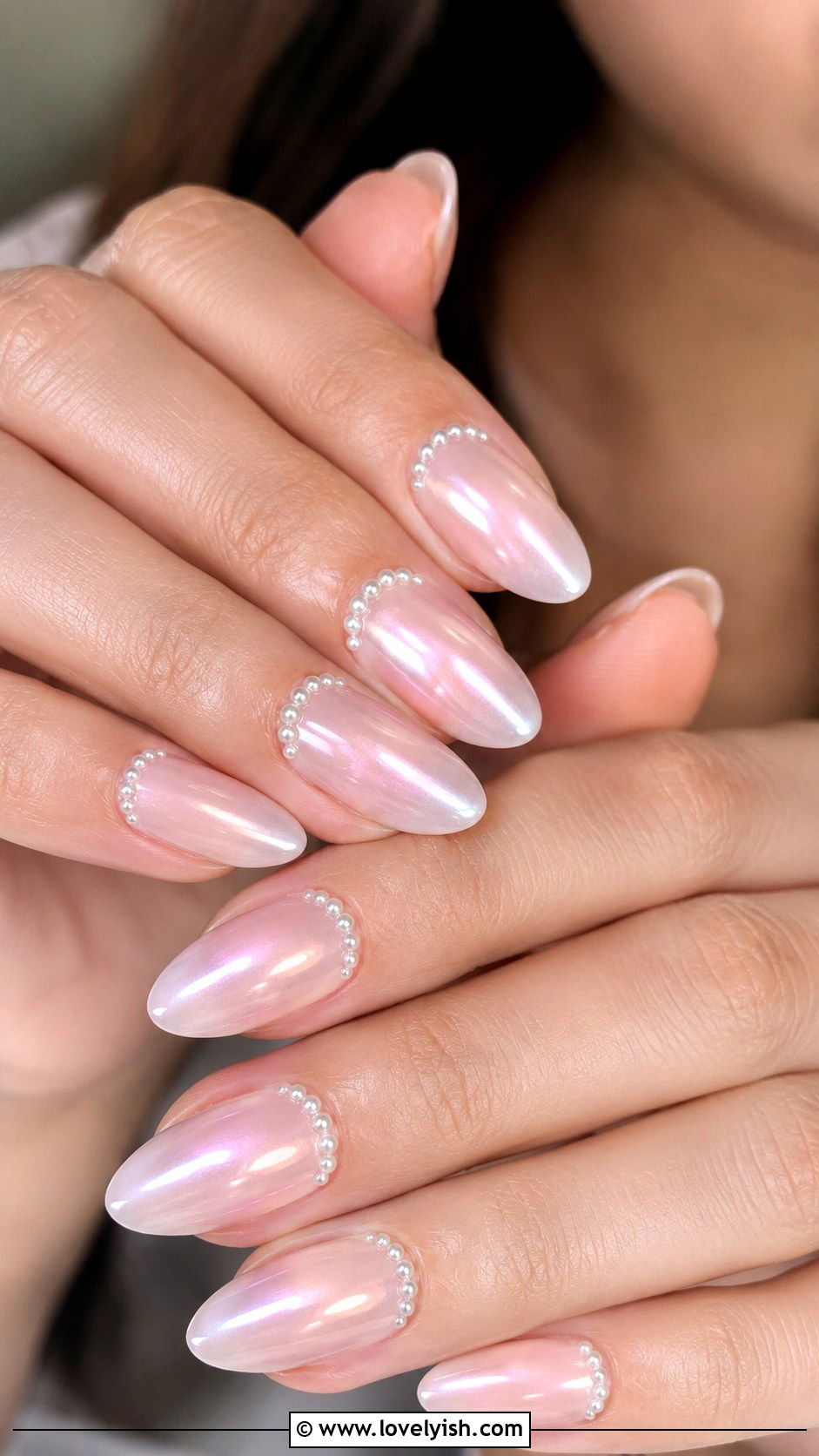 Soft Pink Pearl Nails - 44 nails design - 44 nails design