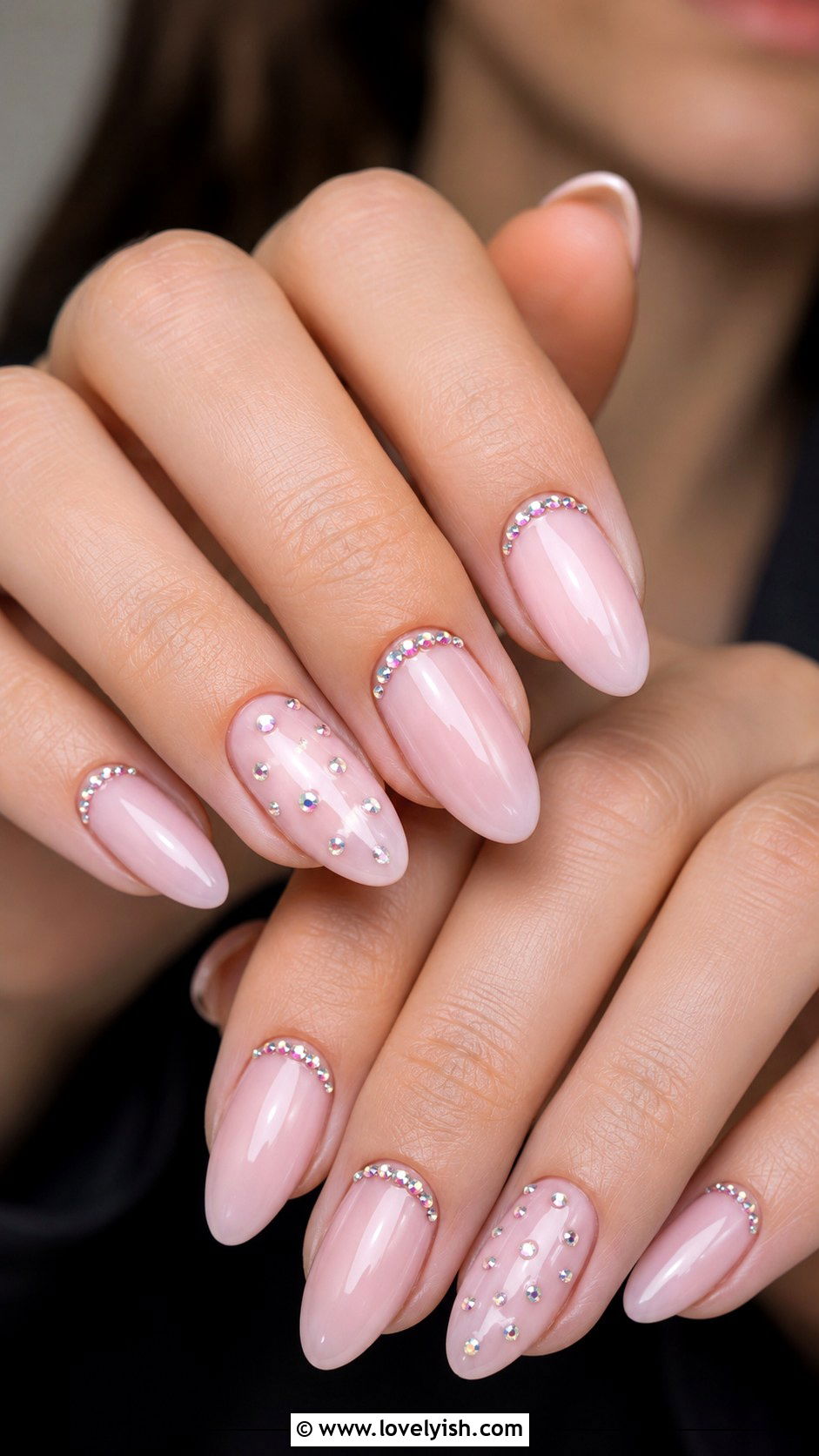 Soft Pink Rhinestone Prom Nails - 50 prom nails - 50 prom nails