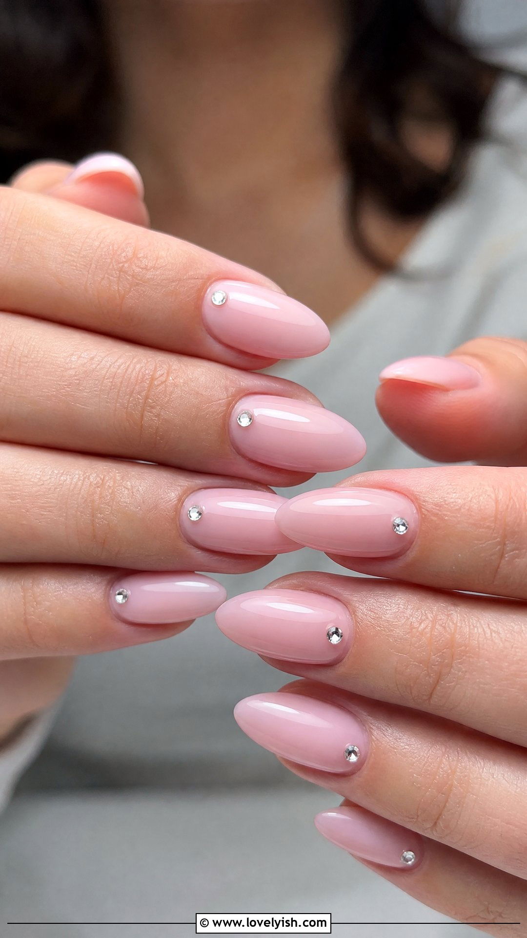 Soft Pink with Rhinestone Accent Nails - 50 classy nails - 50 classy nails
