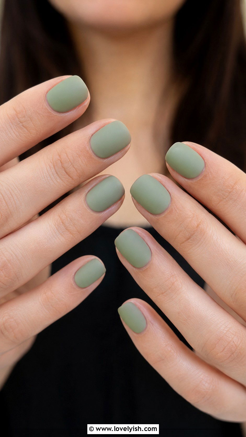 Soft Sage Green Short Nails Squoval - 50 work appropriate nails - 50 work appropriate nails