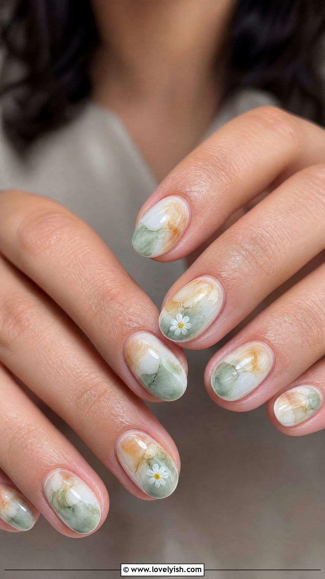 Soft Yellow and Sage Green Swirl Nails - 50 swirl nails - 50 swirl nails