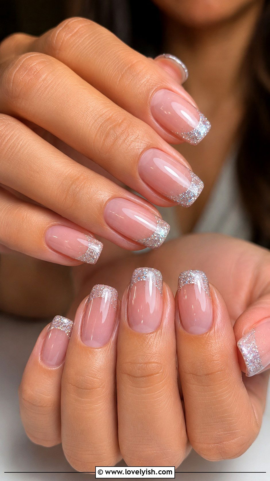 Sparkle French Tip Birthday Nails - 50 birthday nails - 50 birthday nails