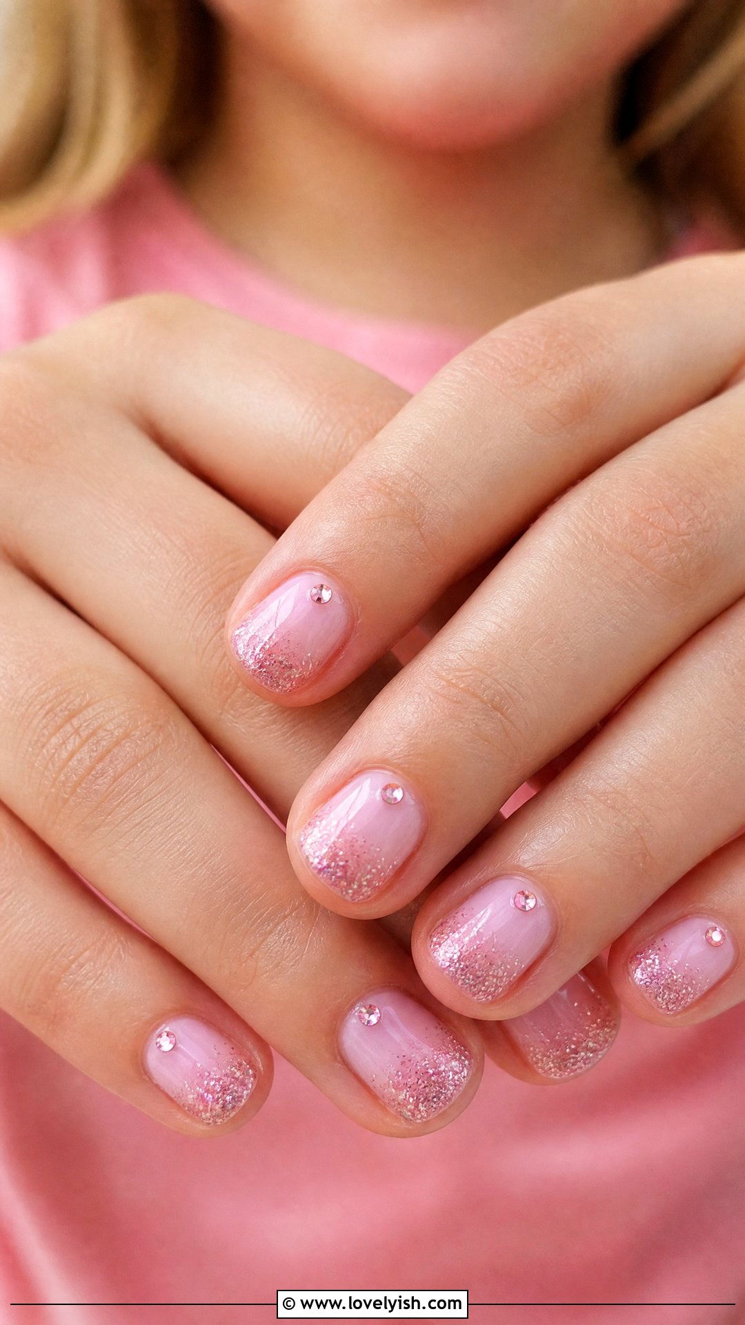 Sparkly Princess Pink Nails - 32 nail designs for kids - 32 nail designs for kids