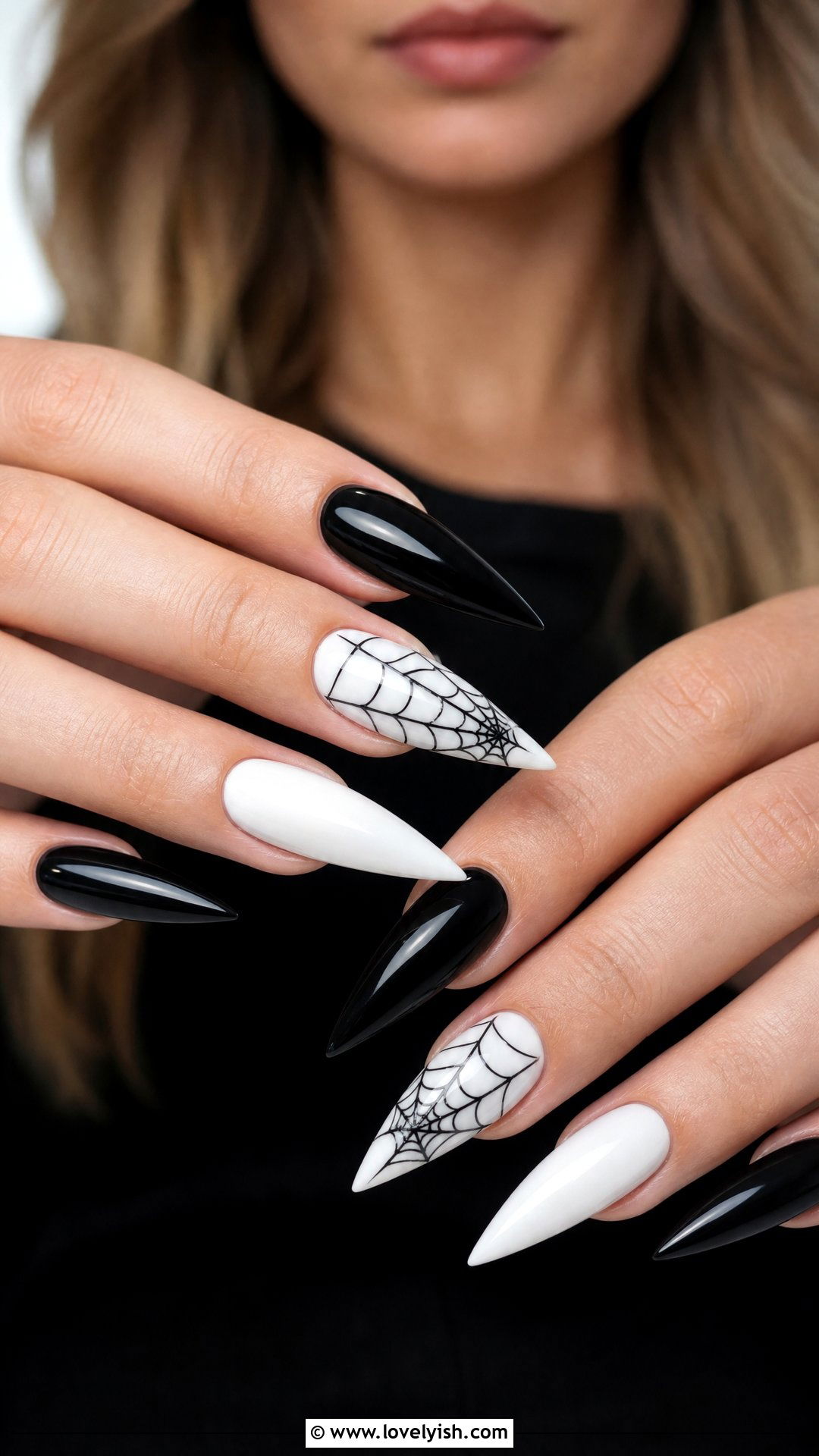 Spider Web Nail Design - 50 black and white nail designs - 50 black and white nail designs