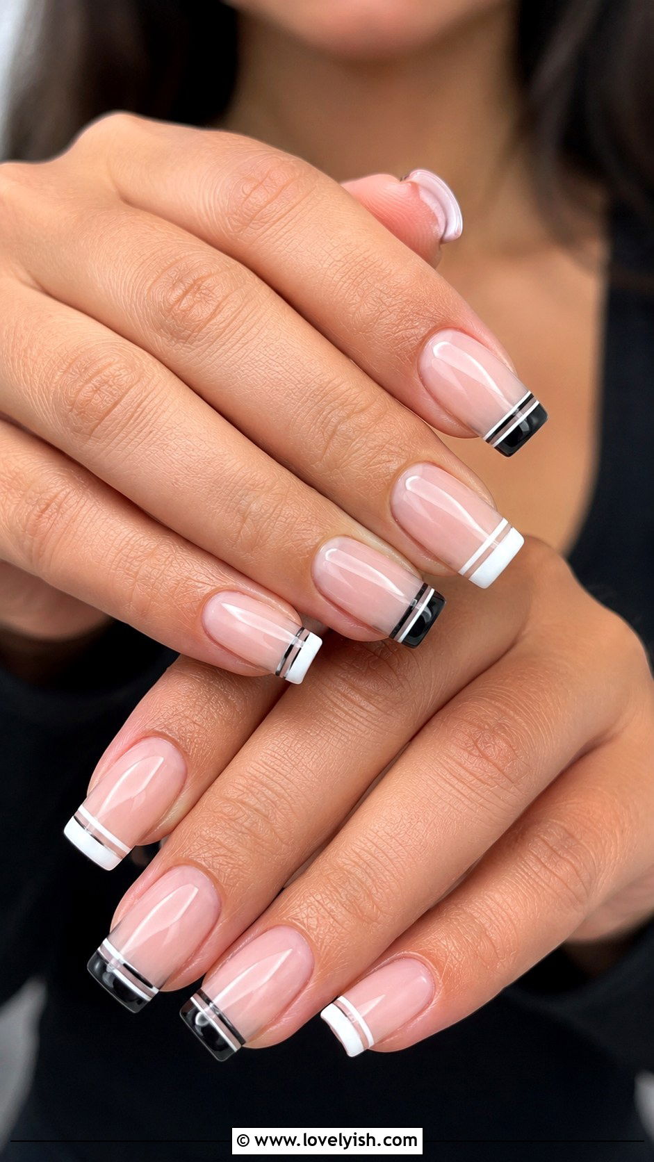 Square Tip Geometric French Nails - 50 geometric nails - 50 geometric nails