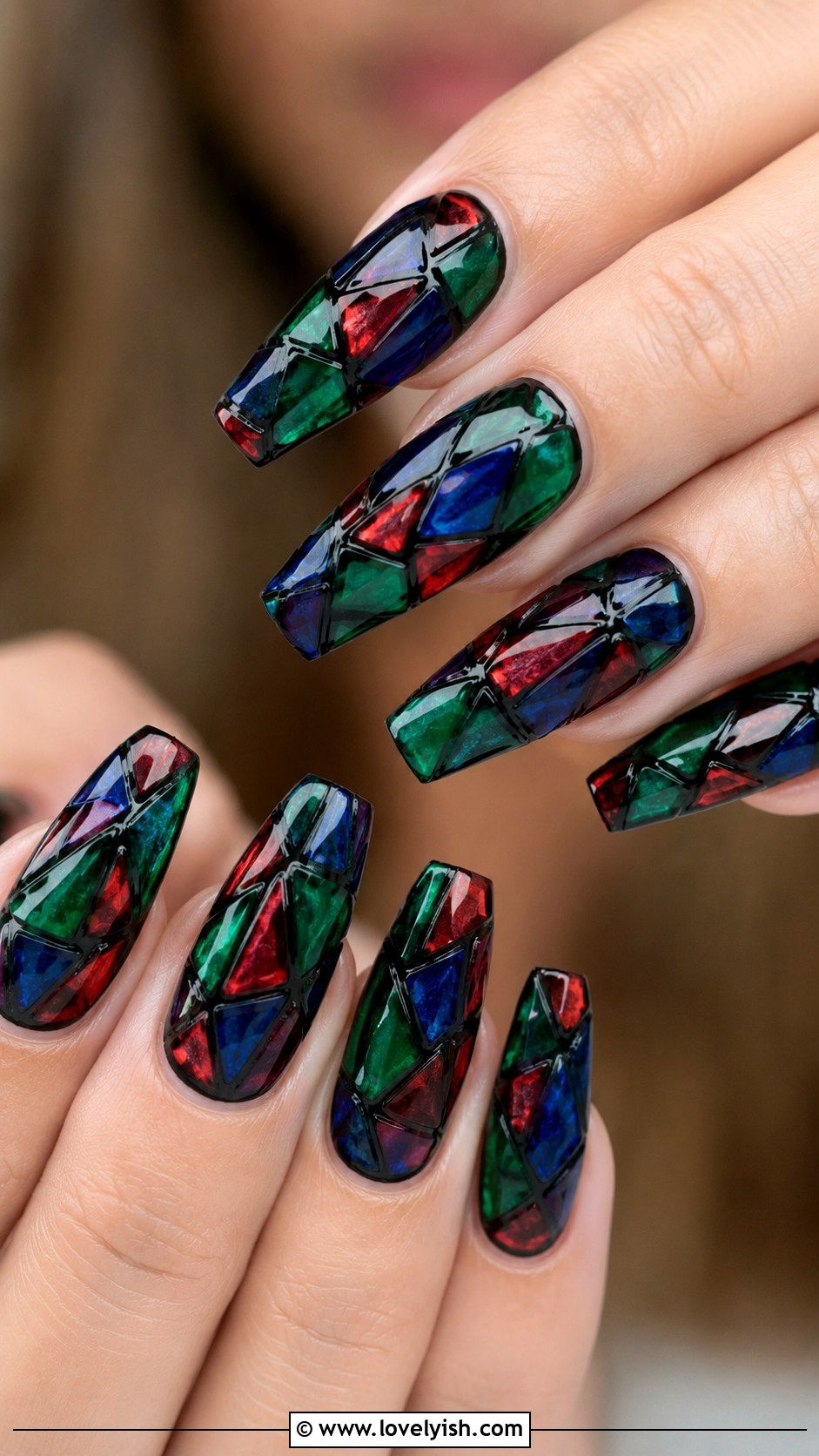 Stained Glass Geometric Nails - 50 geometric nails - 50 geometric nails