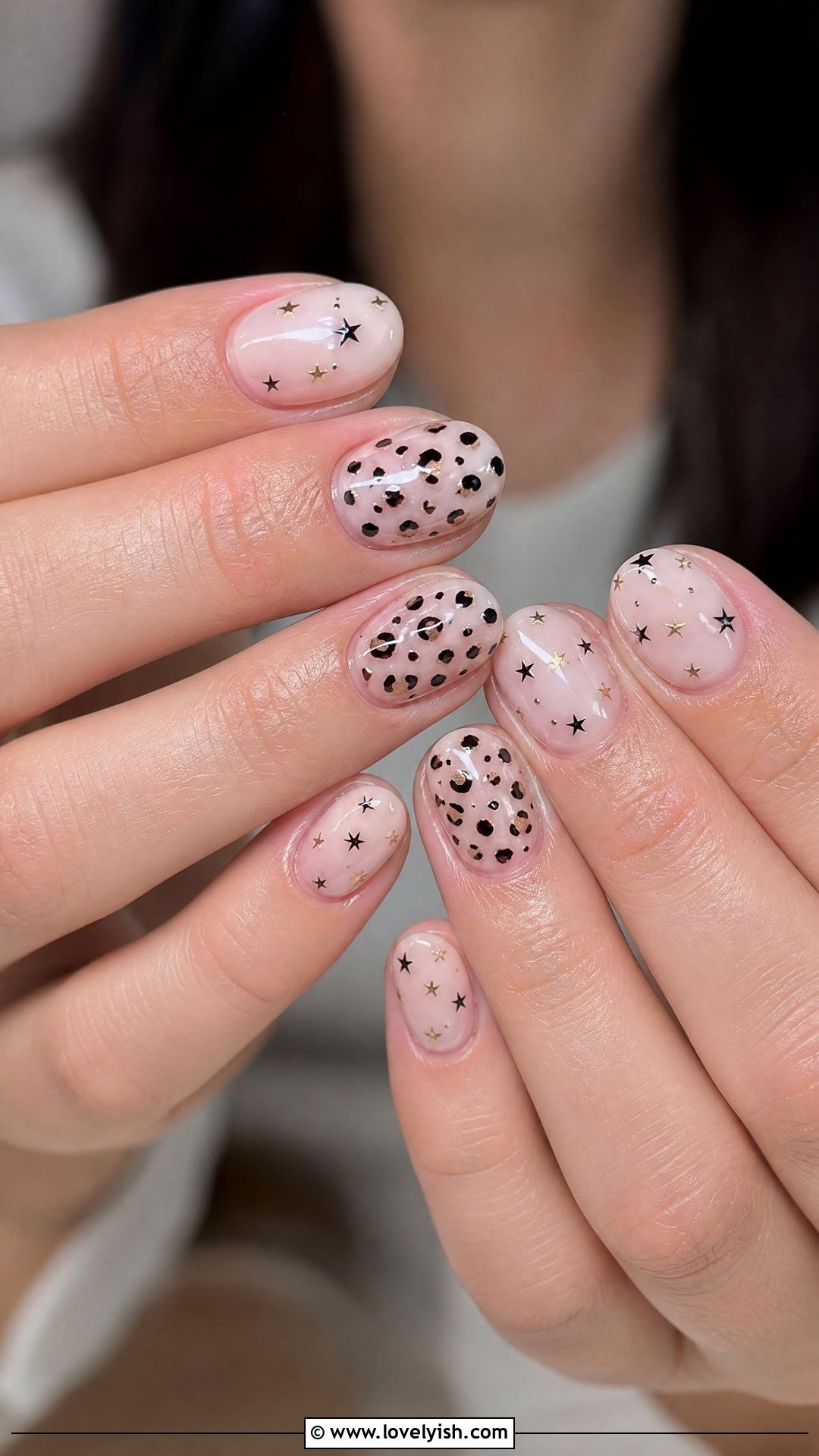 Star and Leopard Print Mix Nails - 50 leopard print nails - 50 leopard print nails