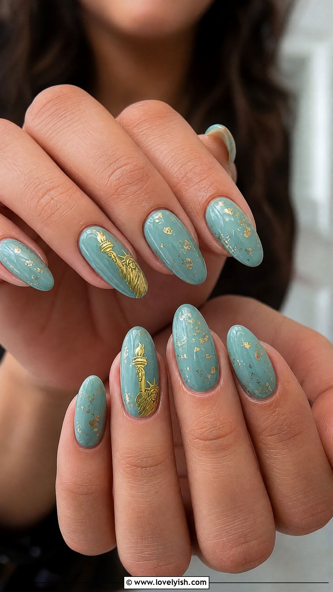 Statue of Liberty Blue Nails - 25 4th of july nail art ideas - 25 4th of july nail art ideas