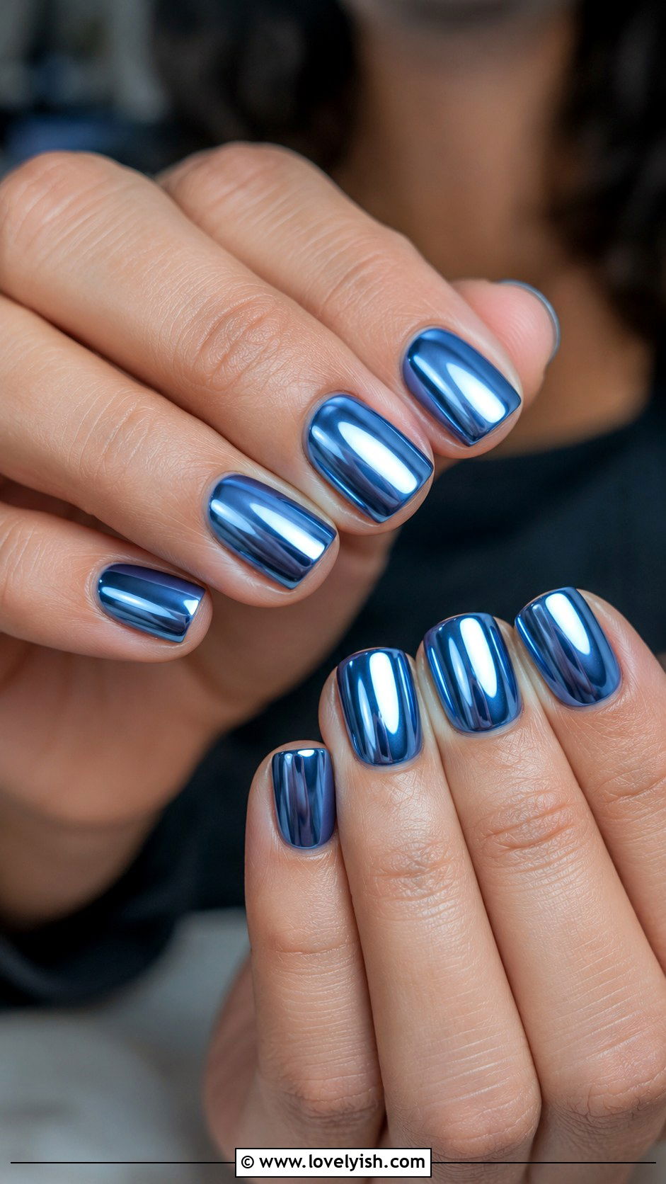 Steel Blue Chrome Nails - 50 mens nail design ideas - 50 mens nail design ideas