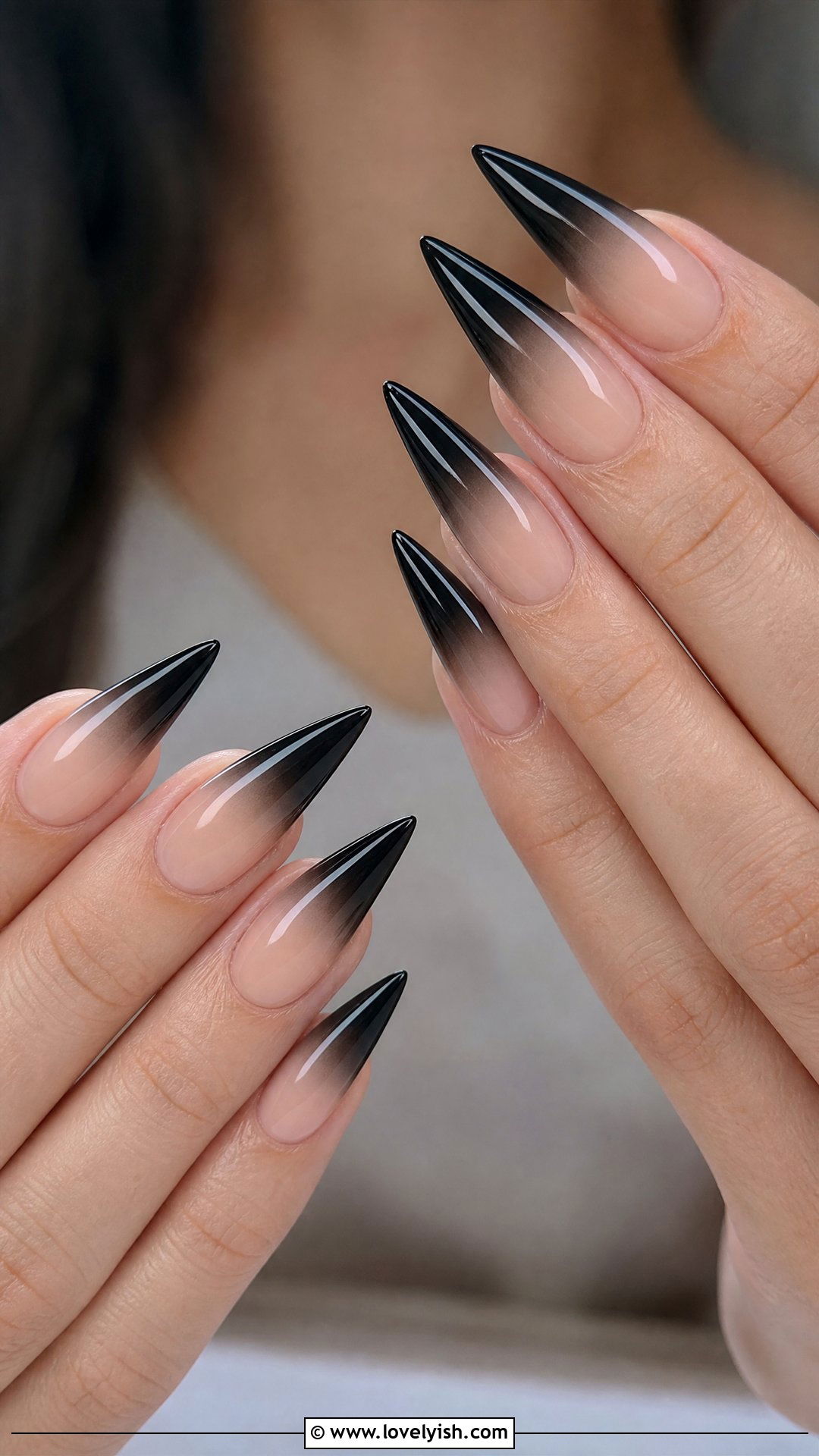 Stiletto Black Ombre French Nails - 50 ombre french nails - 50 ombre french nails
