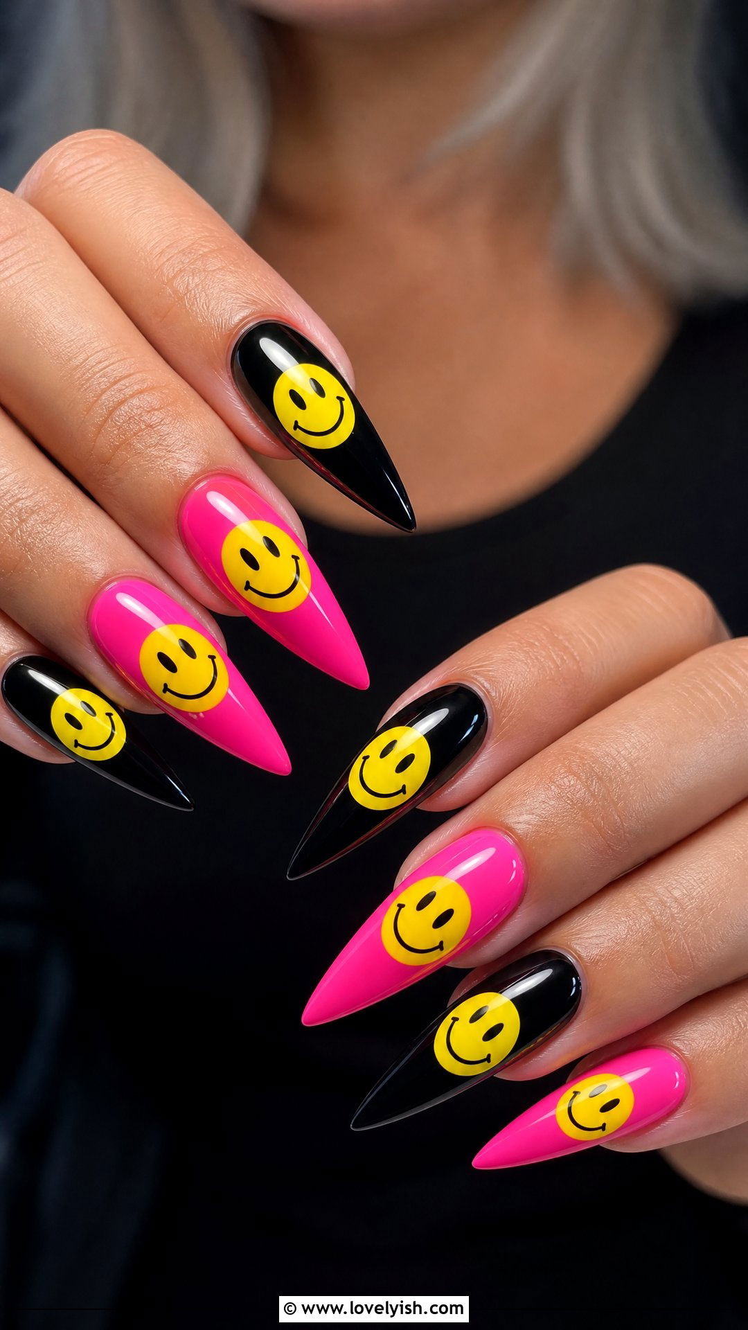 Stiletto Smiley Face Nails - 50 smiley face nails - 50 smiley face nails