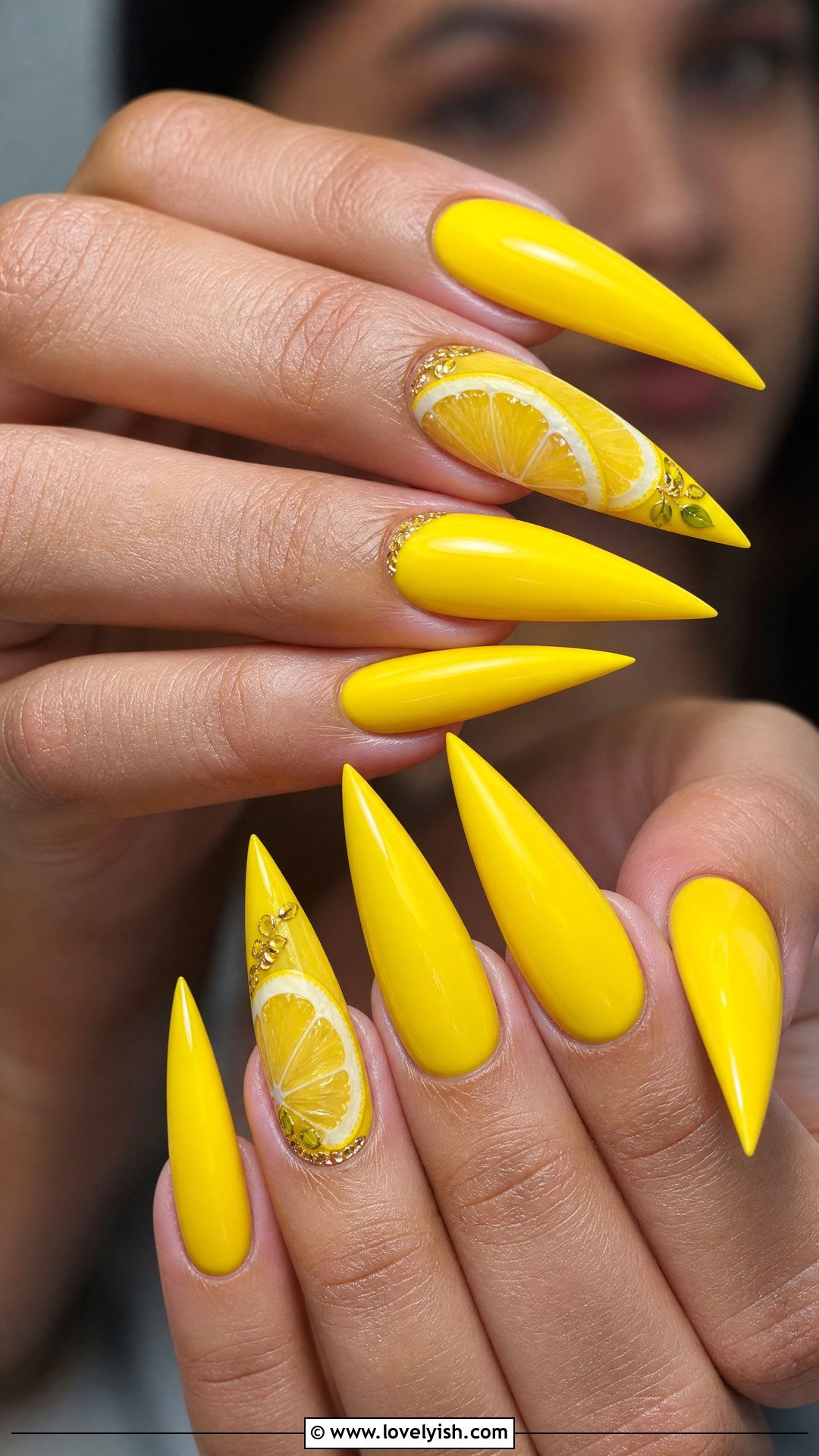 Stiletto Yellow Lemon Nails - 50 lemon nail design ideas - 50 lemon nail design ideas