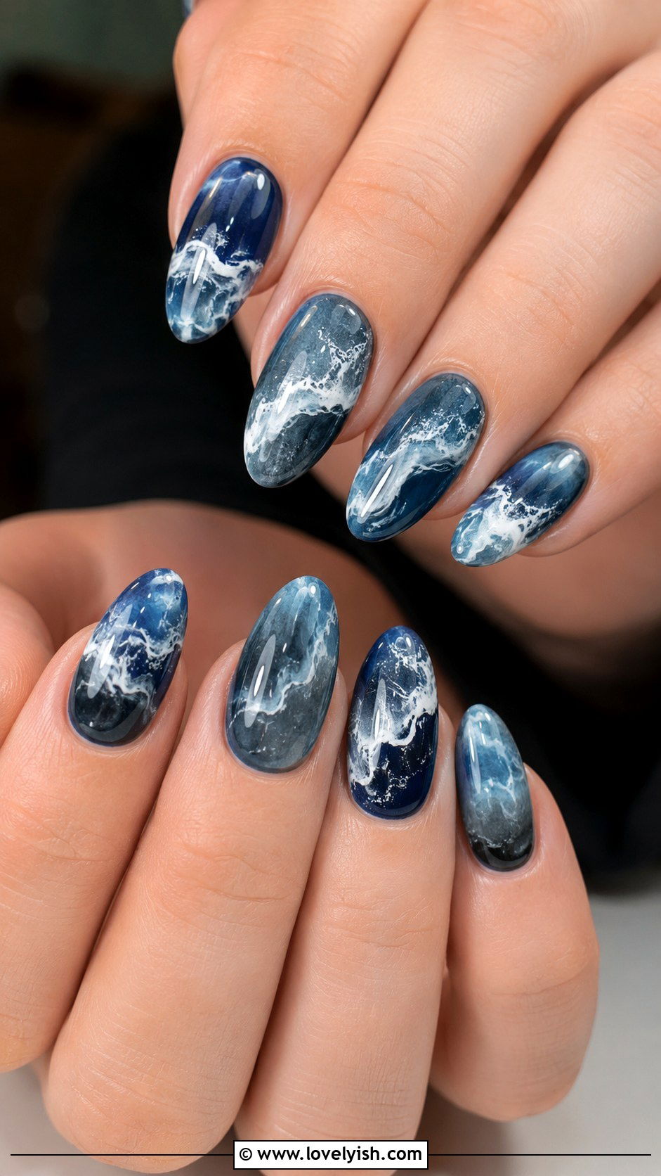 Stormy Sea Blue Nails - 50 ocean nails - 50 ocean nails