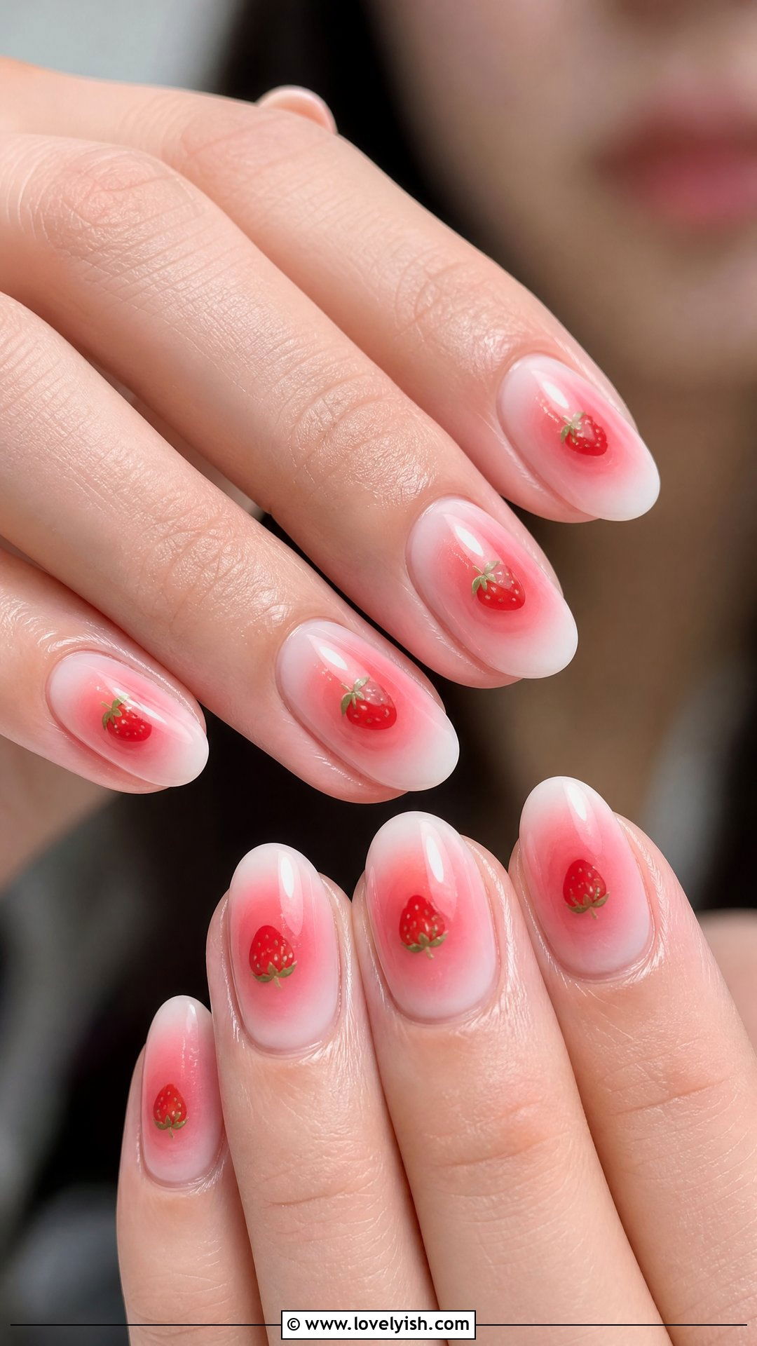 Strawberry Aura Gradient Nails - 50 strawberry nails - 50 strawberry nails
