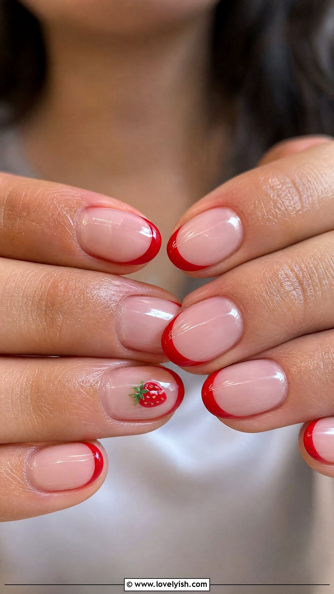 Strawberry French Tip - 50 cute french tip nail designs - 50 cute french tip nail designs