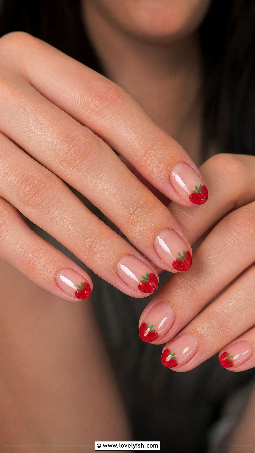 Strawberry Heart Tip Nails - 50 strawberry nails - 50 strawberry nails