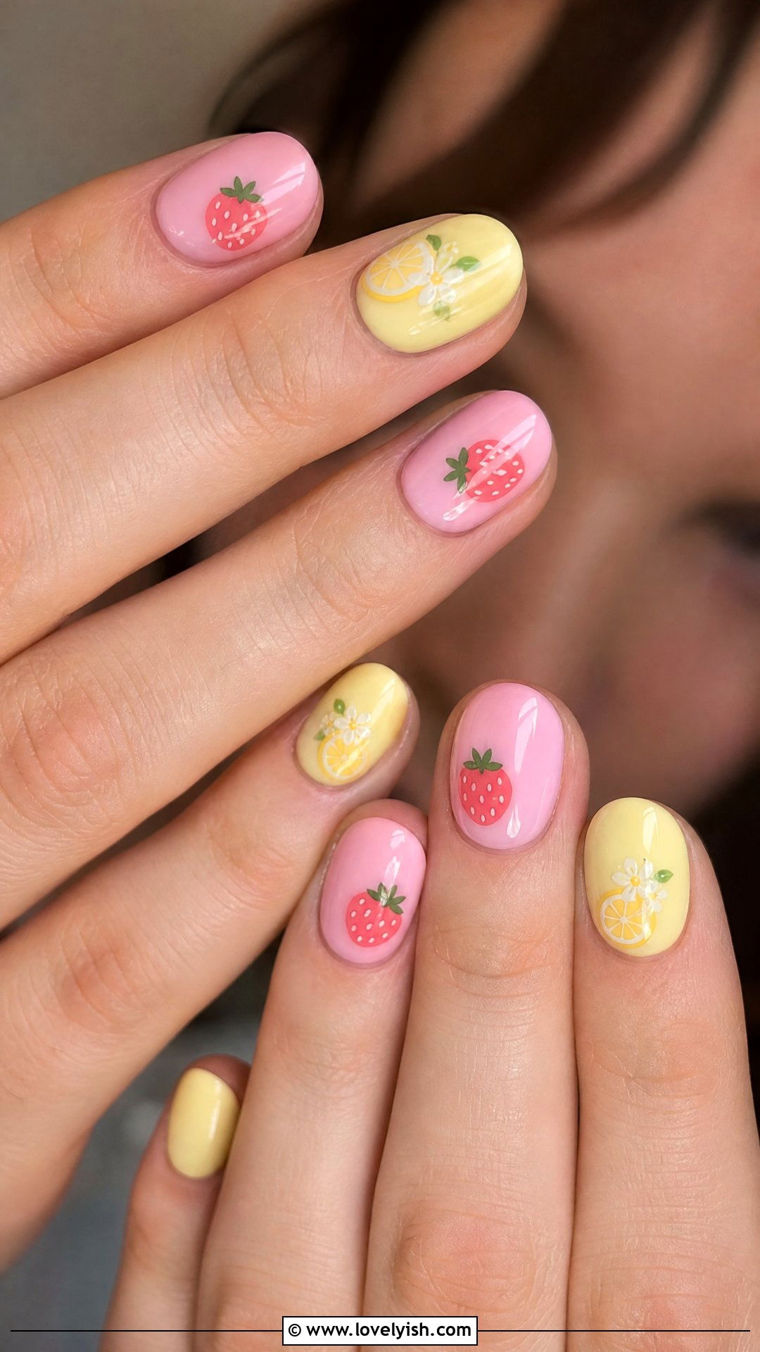Strawberry Lemon Cream Nails - 50 strawberry nails - 50 strawberry nails