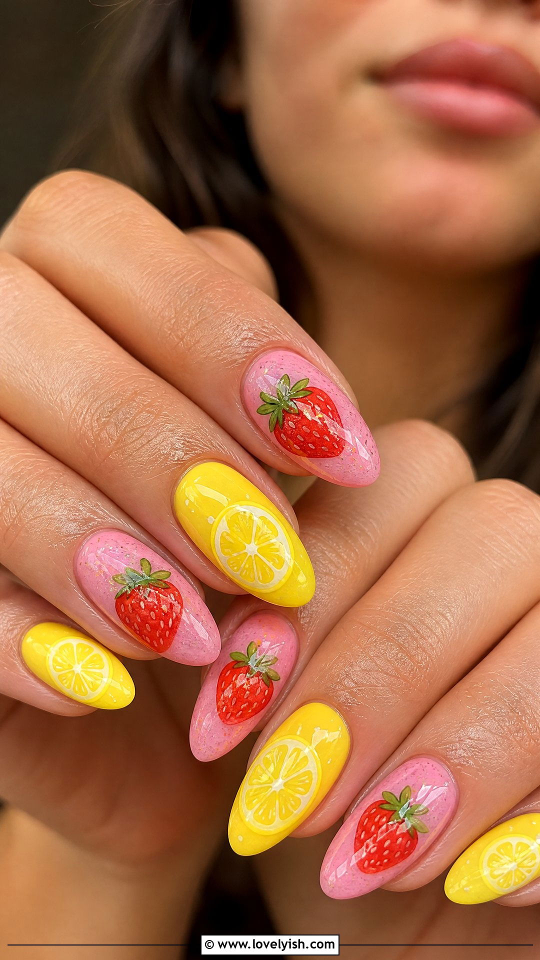 Strawberry Lemonade Nails - 50 strawberry nails - 50 strawberry nails