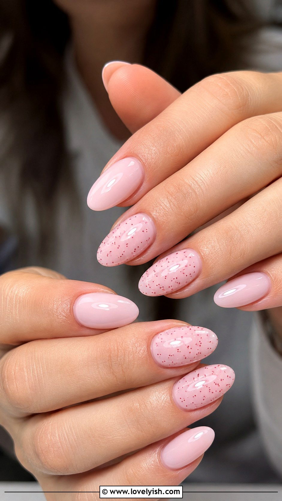 Strawberry Milk Almond Nails - 50 almond nails - 50 almond nails