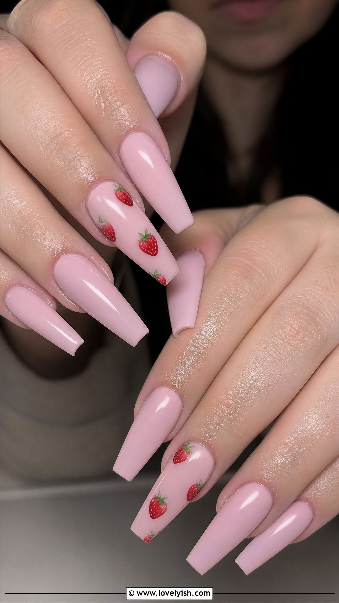 Strawberry Milk Coffin Nails - 50 coffin nails - 50 coffin nails