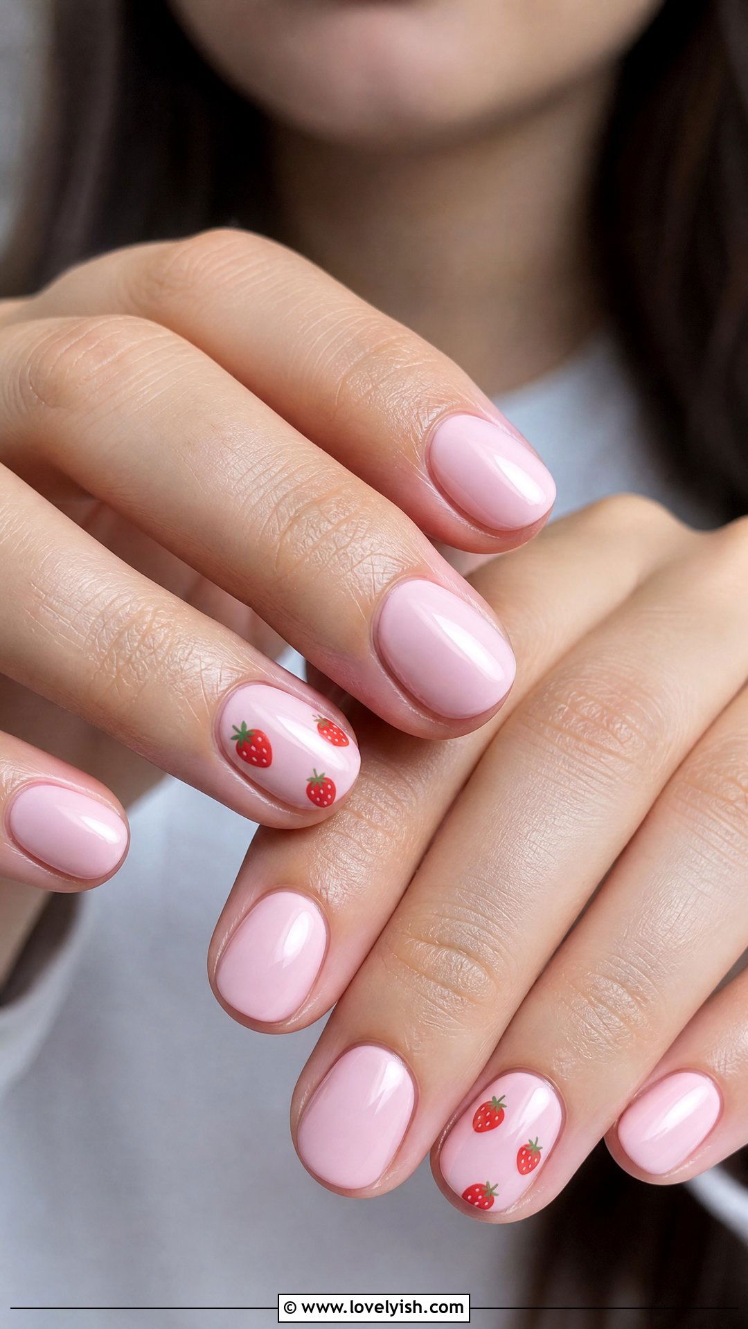 Strawberry Milk Short Oval Nails - 50 short oval nails - 50 short oval nails