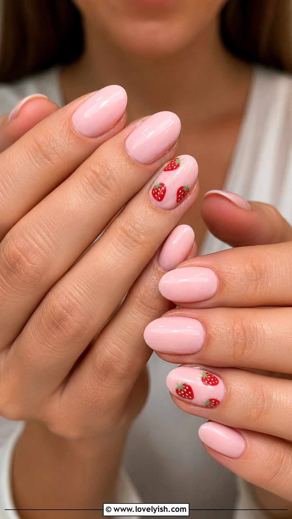 Strawberry Print Acrylic Nails - 33 acrylic nail ideas - 33 acrylic nail ideas