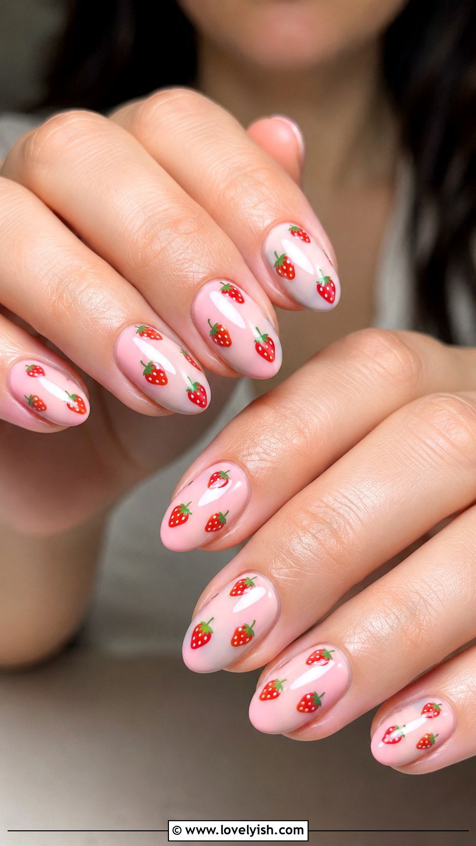 Strawberry Print Gel Nails - 25 gel nail art ideas - 25 gel nail art ideas