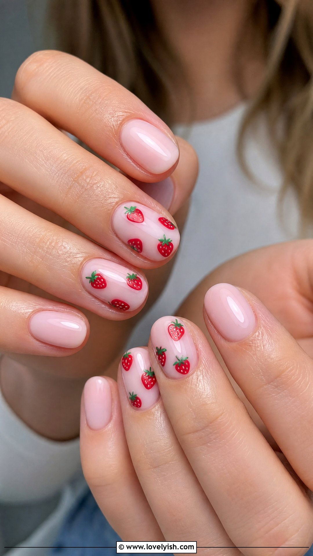 Strawberry Print Nails - 47 nail inspiration - 47 nail inspiration