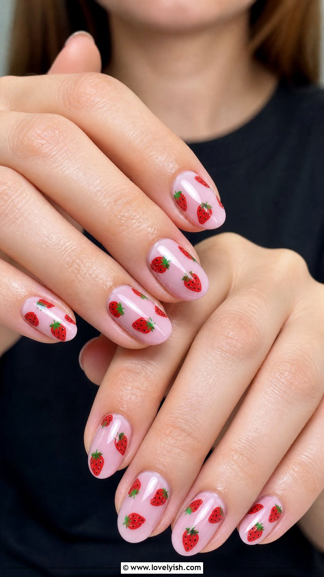 Strawberry Print Nails - 50 cute summer nail designs - 50 cute summer nail designs