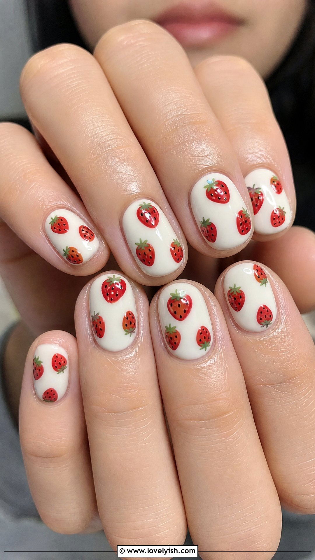 Strawberry Print Nails - 50 spring nails - 50 spring nails