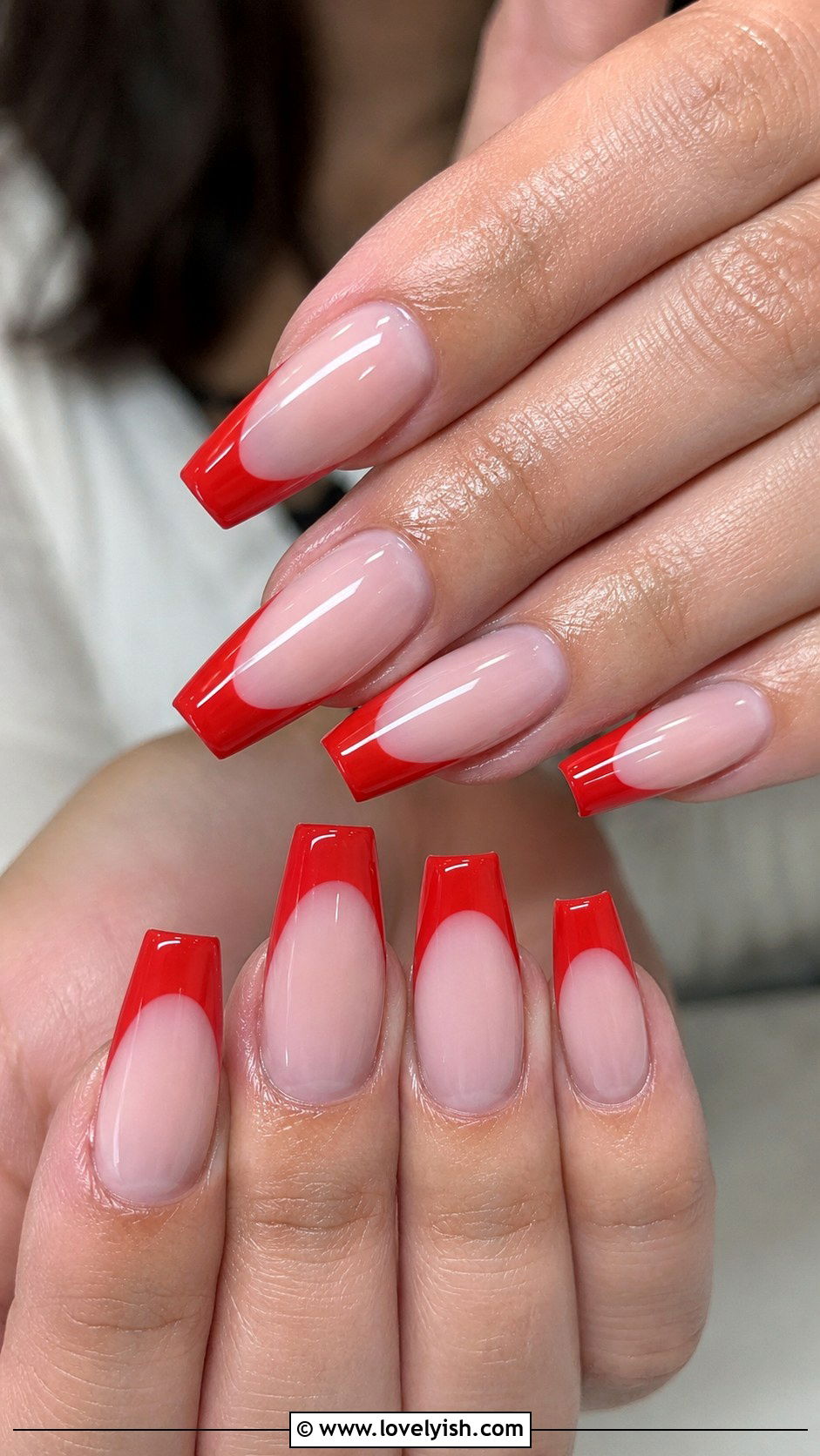 Strawberry Red French Nails - 50 april nail designs - 50 april nail designs