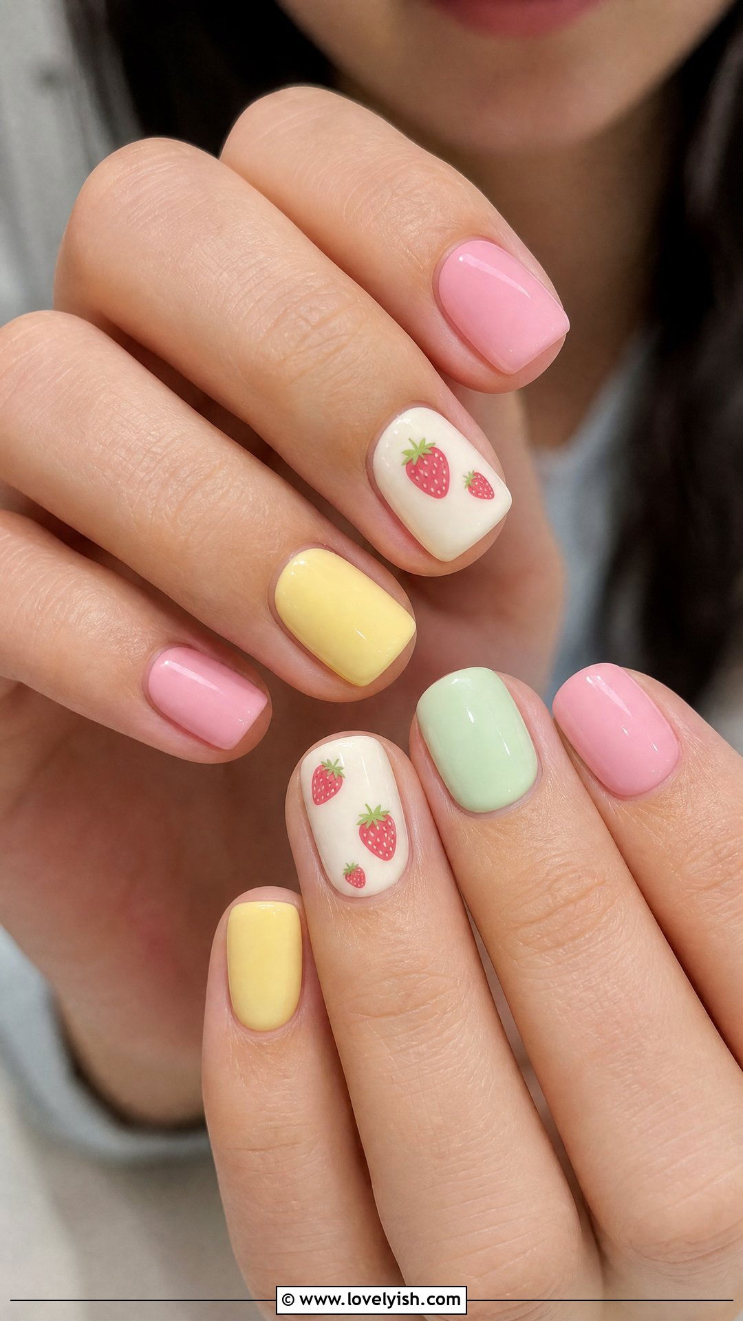 Strawberry Shortcake Pastel Nails - 50 strawberry nails - 50 strawberry nails