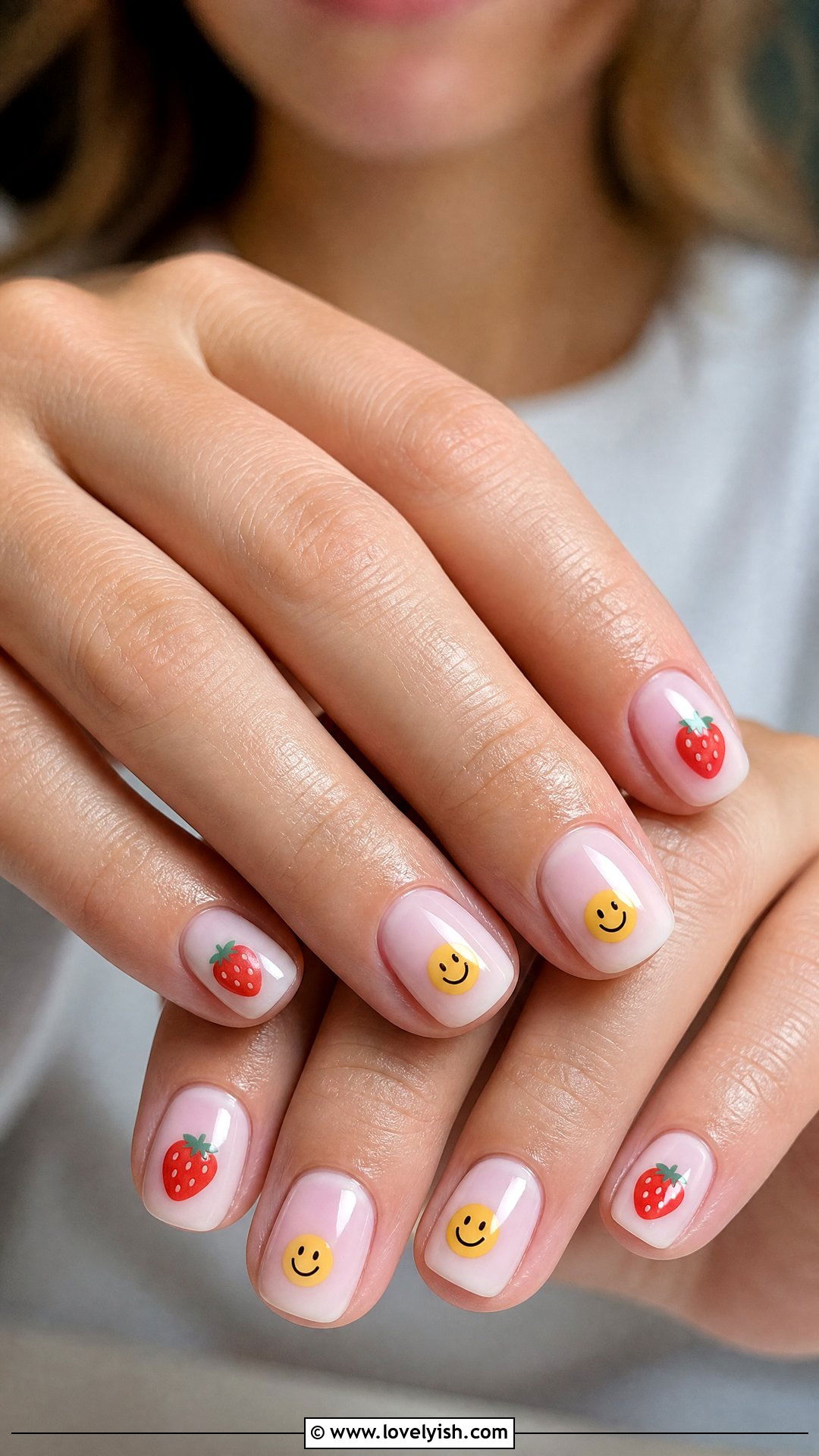 Strawberry Smiley Face Nails - 50 strawberry nails - 50 strawberry nails