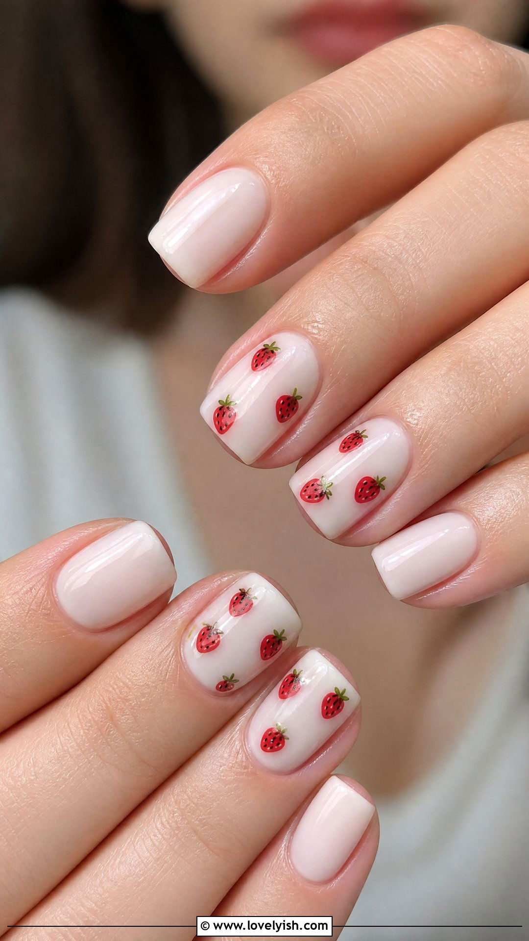 Strawberry Squoval Nails - 50 squoval nails - 50 squoval nails