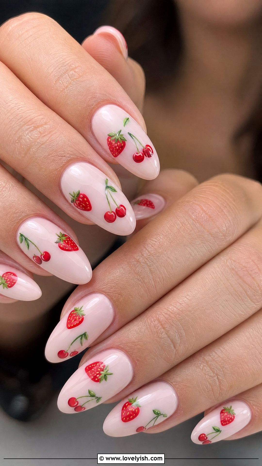 Strawberry and Cherry Combo Nails - 50 strawberry nails - 50 strawberry nails