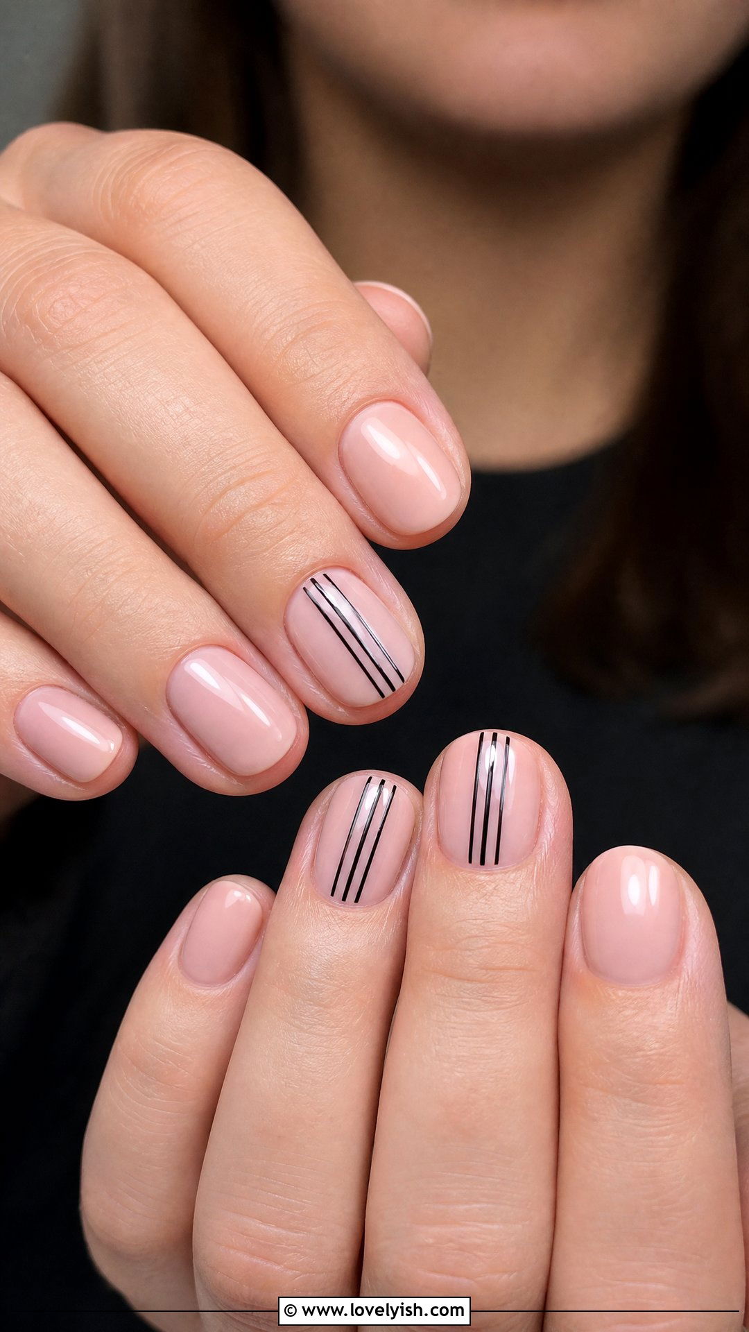 Striped Accent Nails - 50 simple short nail designs - 50 simple short nail designs