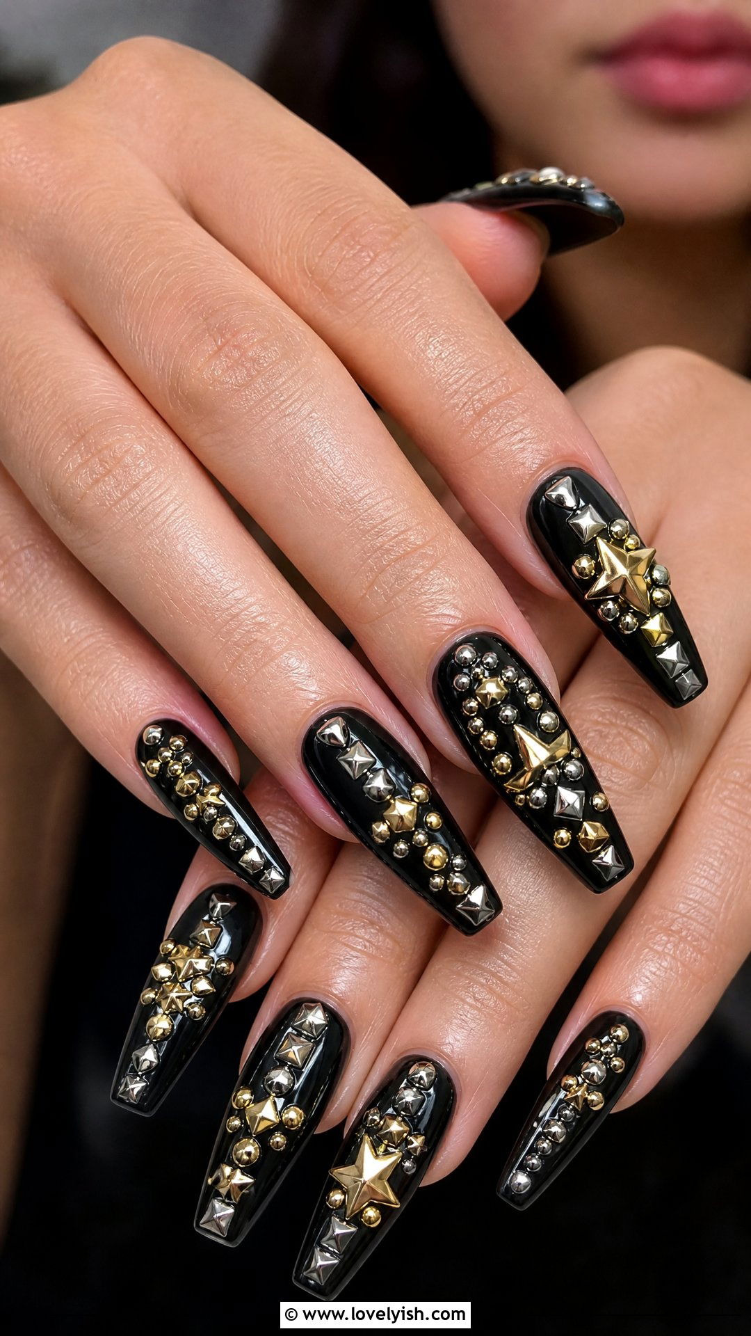Studded Rockstar Nails - 50 crazy nail designs - 50 crazy nail designs