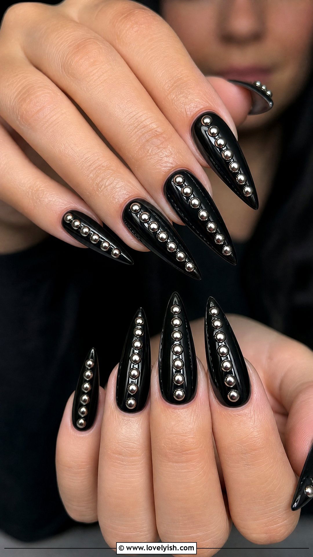 Studded Stiletto Nails - 50 edgy nails - 50 edgy nails