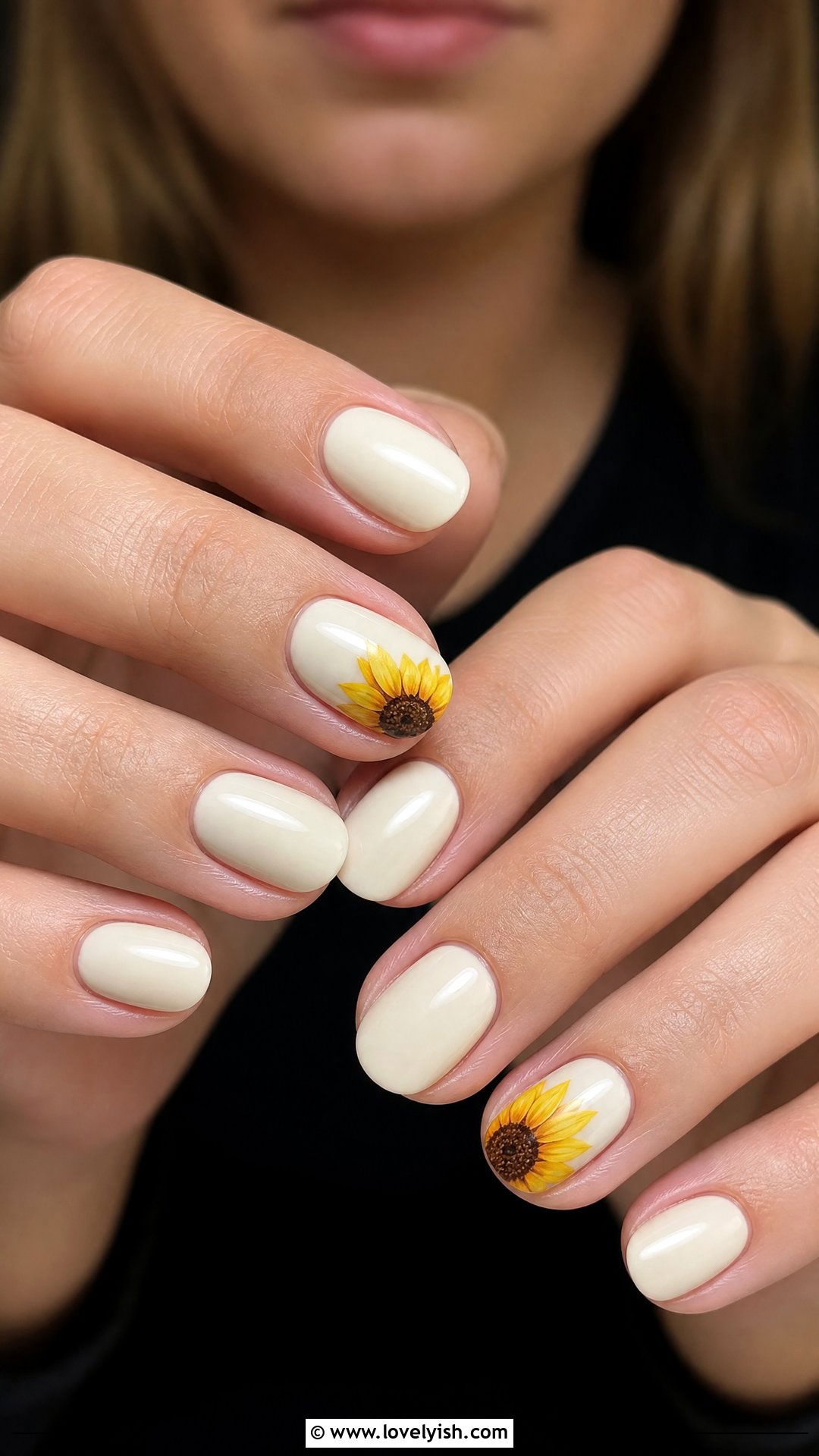 Sunflower Accent Short Oval Nails - 50 short oval nails - 50 short oval nails