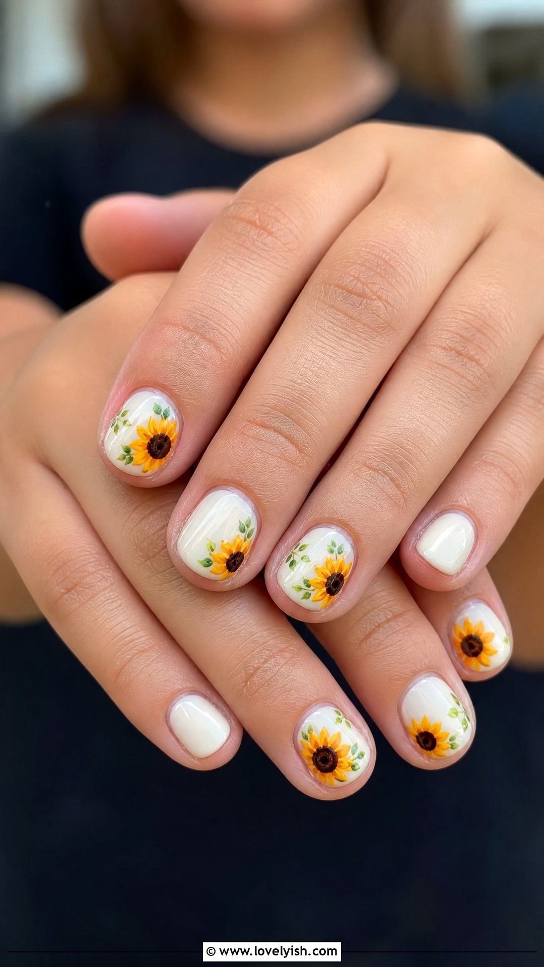 Sunflower Nails - 32 nail designs for kids - 32 nail designs for kids