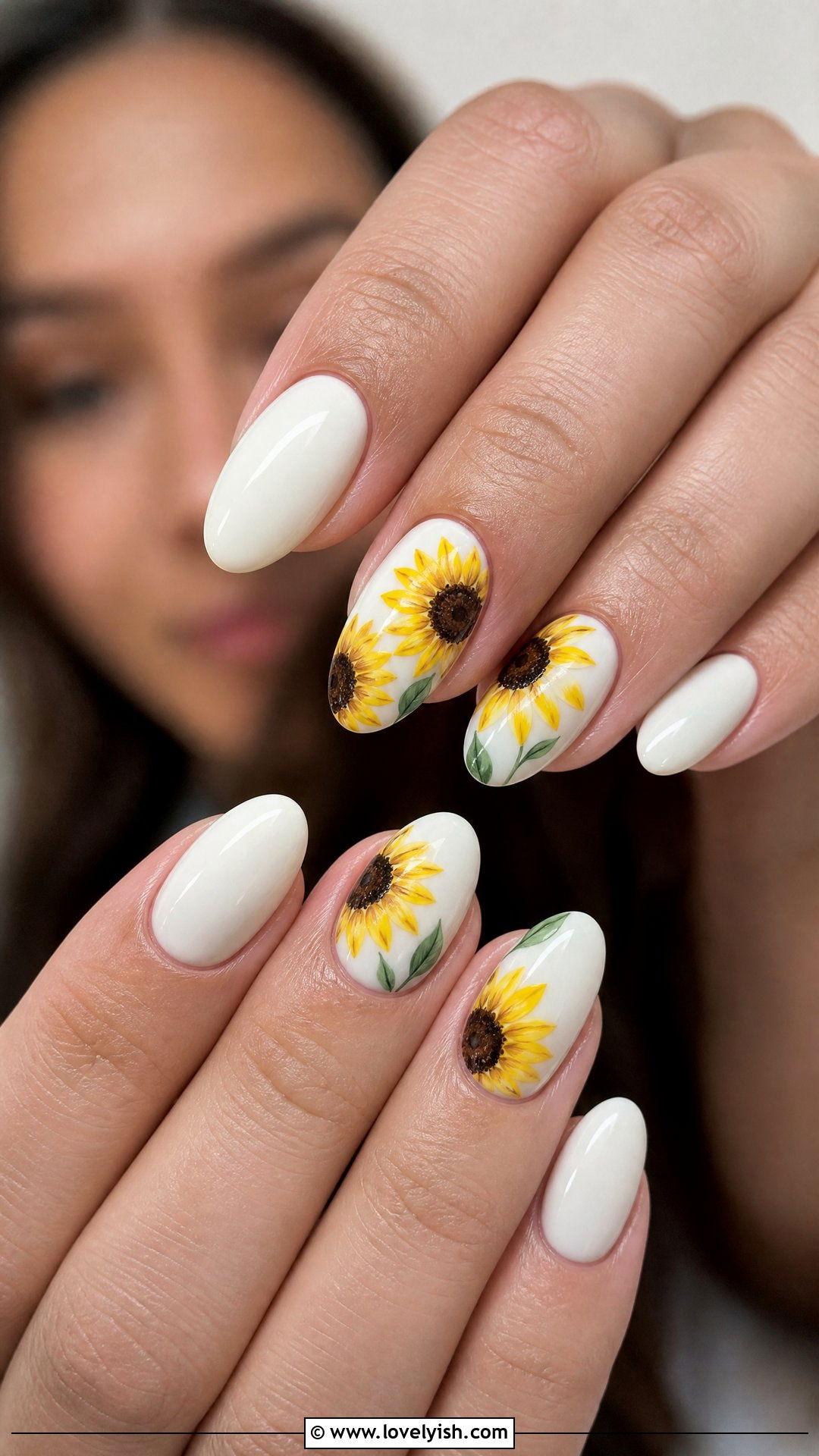 Sunflower Yellow Floral Nails - 50 medium nails - 50 medium nails