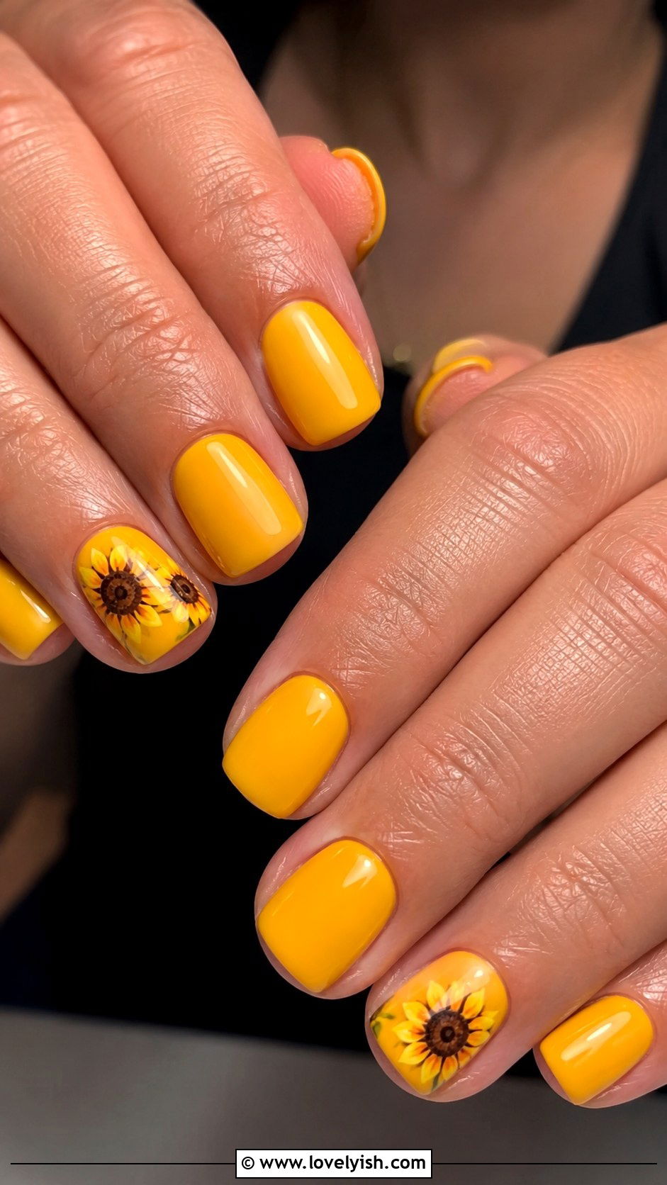 Sunflower Yellow Nails - 39 summer nail ideas - 39 summer nail ideas