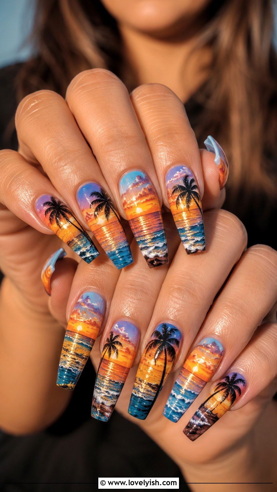 Sunset Beach Scenery Nails - 50 beach nails - 50 beach nails