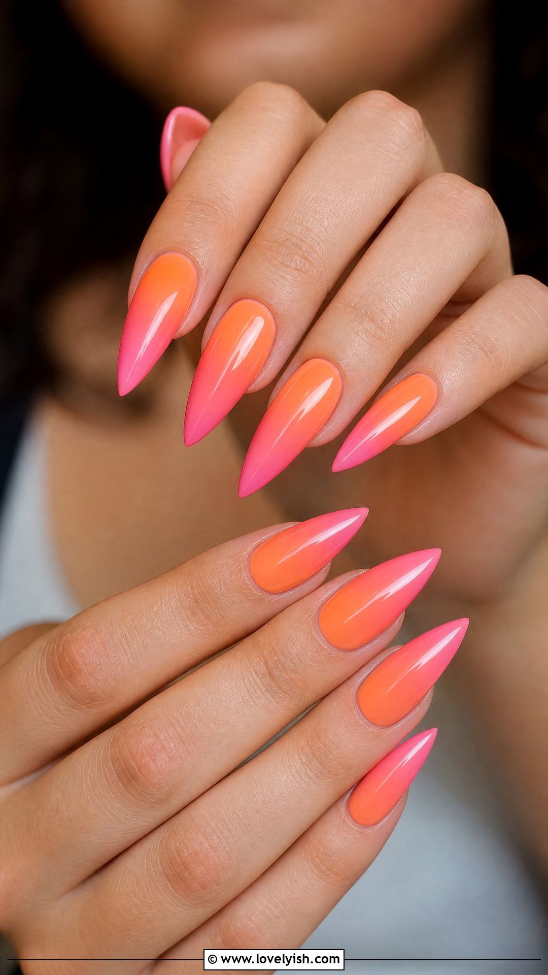 Sunset Gradient Long Stiletto Nails - 50 long stiletto nails - 50 long stiletto nails