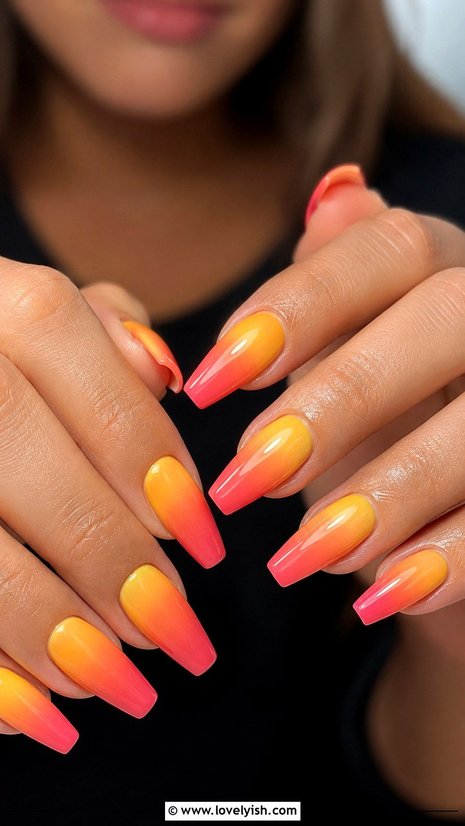 Sunset Gradient Orange Nails - 37 nails art ideas - 37 nails art ideas