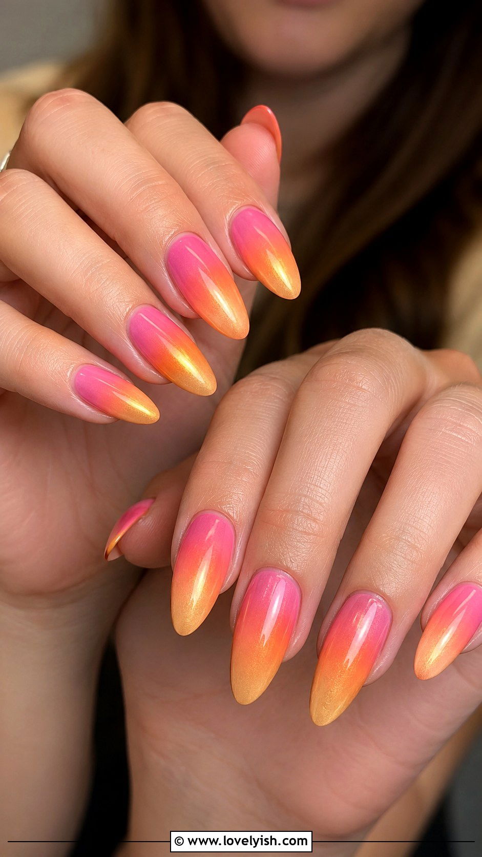 Sunset Ombre Almond Nails - 50 almond nails - 50 almond nails