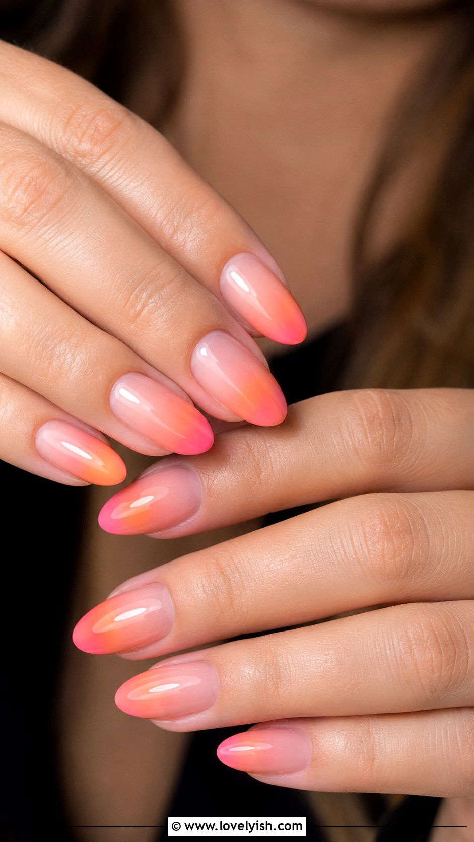 Sunset Ombre French Tip Nails - 50 ombre french nails - 50 ombre french nails